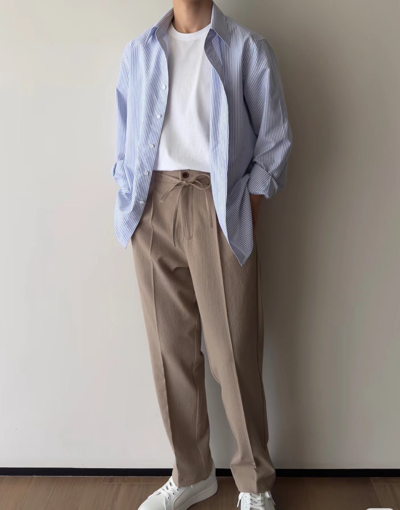 Cleanfit乾淨穿搭條紋寬松襯衫