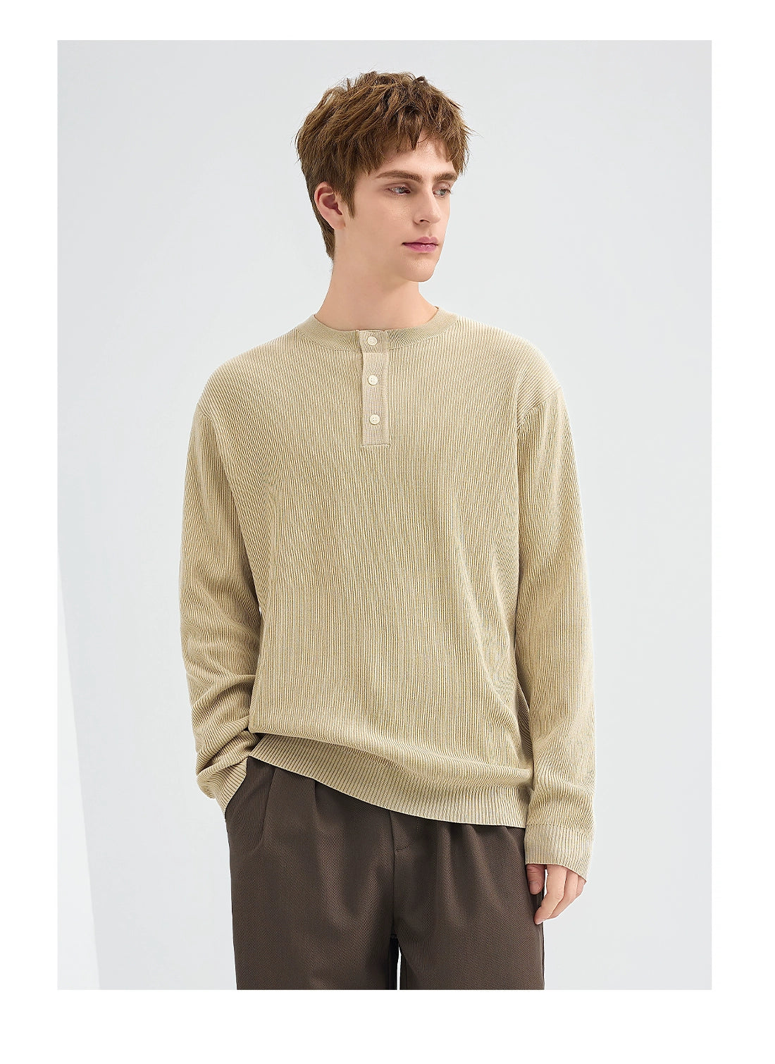 套頭毛衣2025新款秋冬通勤老錢風長袖亨利領男生針織衫