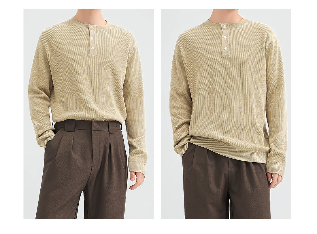 套頭毛衣2025新款秋冬通勤老錢風長袖亨利領男生針織衫