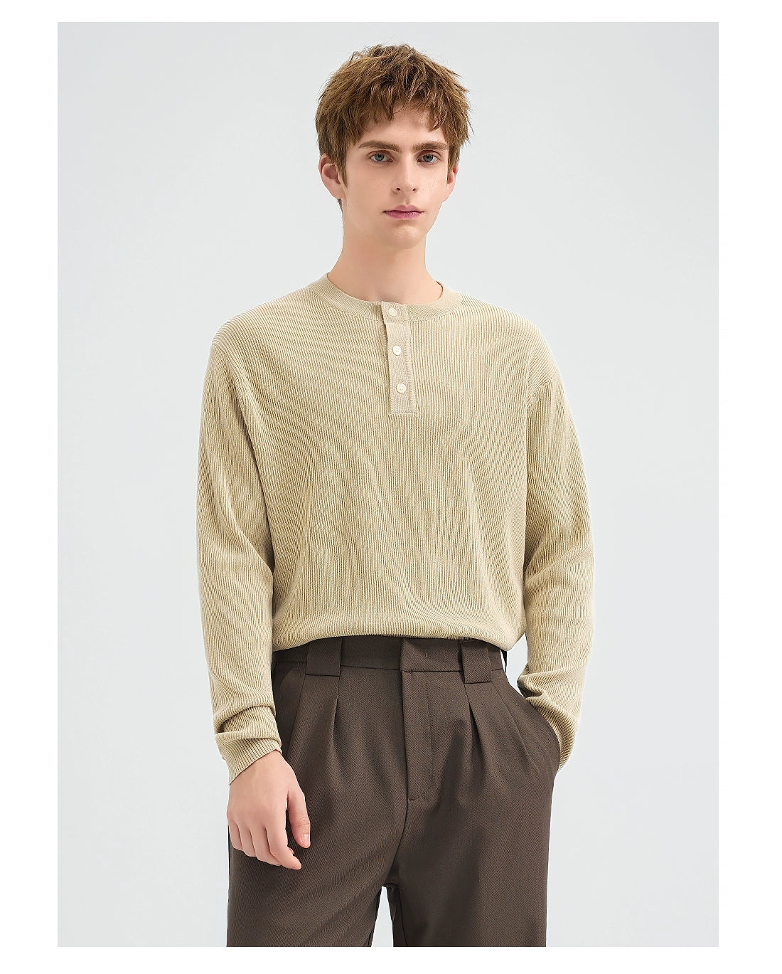 套頭毛衣2025新款秋冬通勤老錢風長袖亨利領男生針織衫