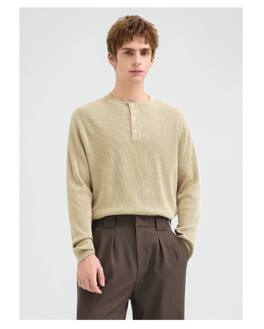 套頭毛衣2025新款秋冬通勤老錢風長袖亨利領男生針織衫