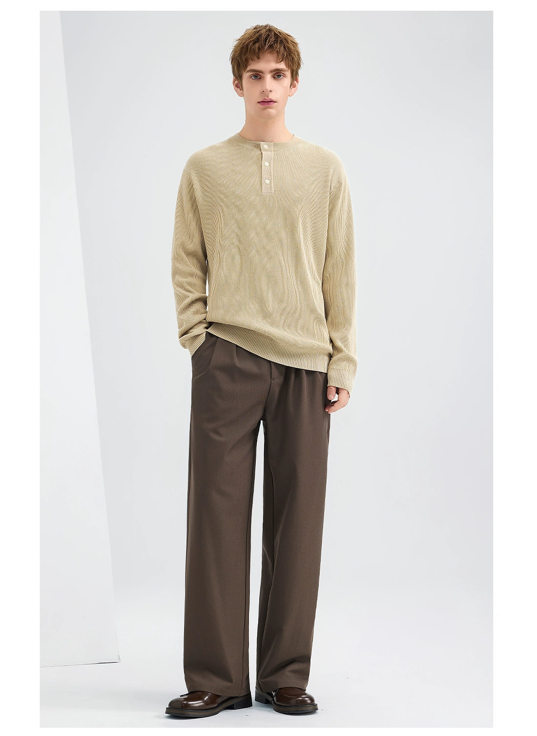 套頭毛衣2025新款秋冬通勤老錢風長袖亨利領男生針織衫