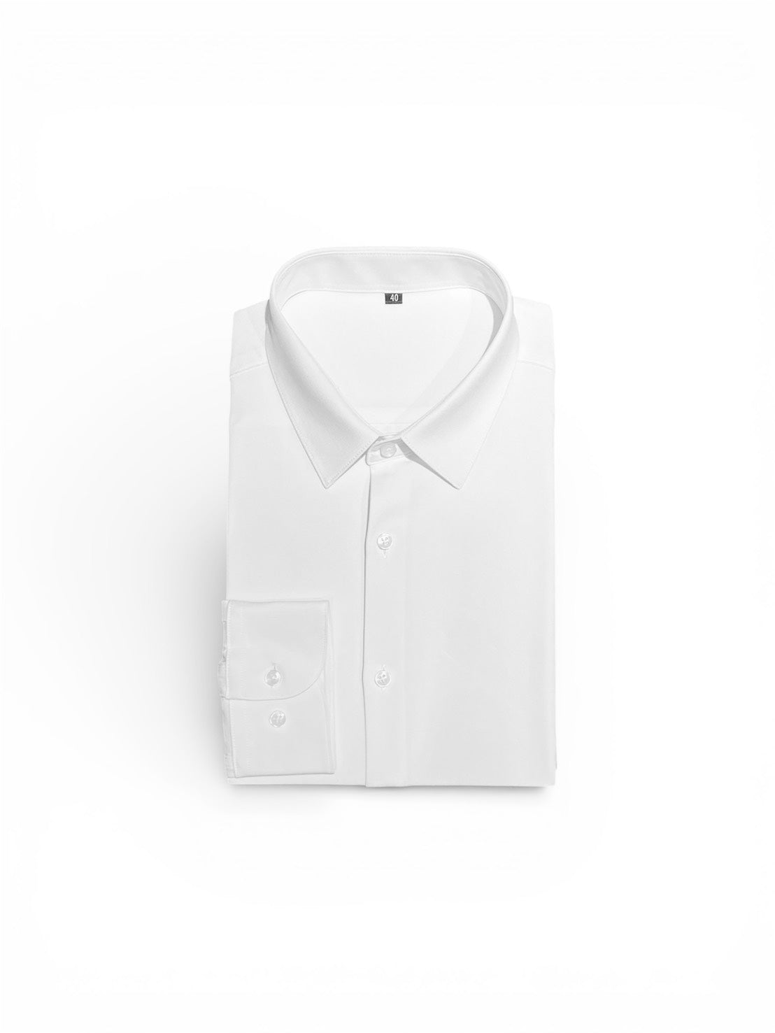 男士修身細紋抗皺商務白襯衫